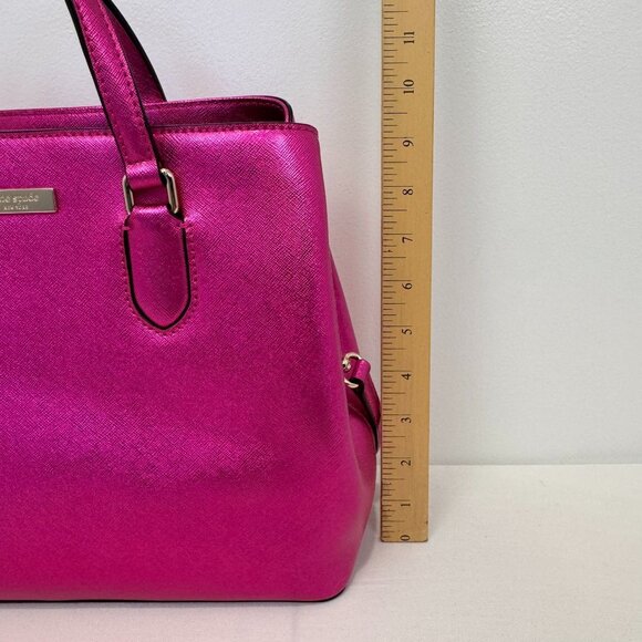 NWOT Kate Spade New York Hot Pink Saffiano Leather Satchel Tote Crossbody Strap - Picture 8 of 10
